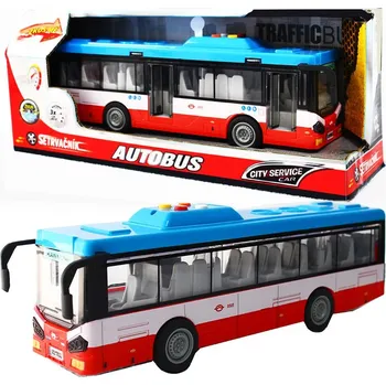 Dětské zboží Městský autobus na setrvačník s osvětlením a zvukem - červený