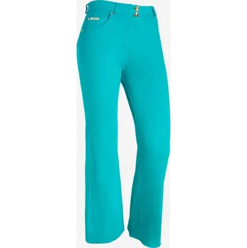 Dámské oblečení Freddy kalhoty WR.UP SNUG v zelené barvě, reálné kapsy, normální pas na knoflíčky, široké nohavice Vybraná velikost: S