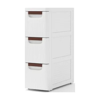 Koupelnový nábytek Koupelnová skříňka JV11493WH se 3 zásuvkami na kolečkách, bílá - A COSTWAY