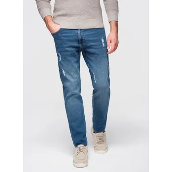 Pánské džínové kalhoty SLIM FIT s odřením - tmavě modré V2 OM-PADP-0255 - XL