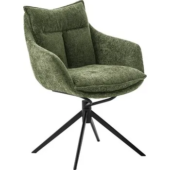 Jídelní židle Jídelní židle PARKER S olivová s područkami, podnož kovová matně černá