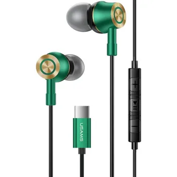 Elektronika USAMS US-SJ482 sluchátka s konektorem USB-C - černozelená