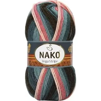 Příze Nako Pletací příze Nako Vega Stripe 82418 - hnědá