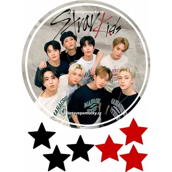 Jedlá dekorace na dort Stray kids č.2 - (jedlý papír nebo fondánový list) - Bez úprav / Jedlý papír / Bez decor gelu