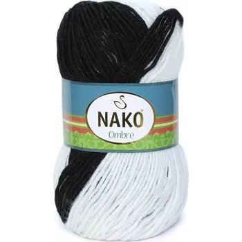 Příze Nako Pletací příze Ombre 4375 - černobílá