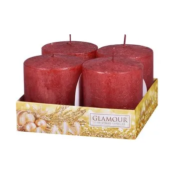 Svíčka Svíčky adventní rustikální metalická d6x7cm 4ks (cs)