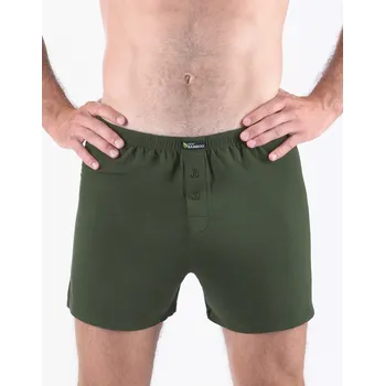 Trenýrky GINA pánské trenky volné, šité, jednobarevné Eco Bamboo 75194P Barva: lahvová, Velikost: 62/64