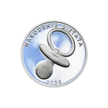 Strieborný medailon k narodeniu dieťaťa 2026 - 28 mm