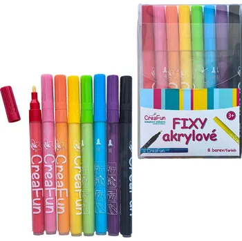 Magnetická kreslící tabulka CreaFun - fixy akrylové 8 barev