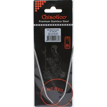 Jehlice ChiaoGoo Knit Red ergonomické fixní kruhové jehlice 40 Cm 3,25mm (ChiaoGoo SS Knit RED™ Circulars - 16" 40 cm 3,25mm)
