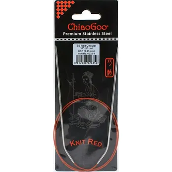 Jehlice ChiaoGoo Knit Red ergonomické fixní kruhové jehlice 80 Cm 2,25mm (ChiaoGoo SS Knit RED™ Circulars - 32" 80 cm 2,25mm)