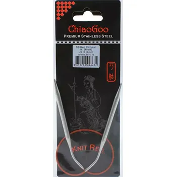 Jehlice ChiaoGoo Knit Red ergonomické fixní kruhové jehlice 40 Cm 6mm (ChiaoGoo SS Knit RED™ Circulars - 16" 40 cm 6mm)