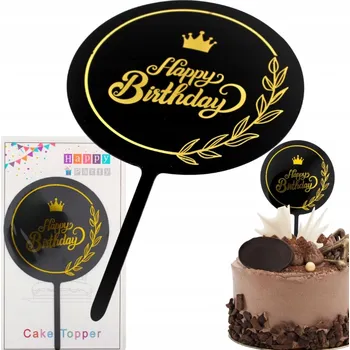 Obraz Toper zápich do dortu Narozeniny Zlatý Happy Birthday Všechno Nejlepší