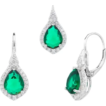Souprava šperků Bealio BEALIO 13797 Stříbrná souprava SMARAGDOVÁ KAPKA 03-13797-3863