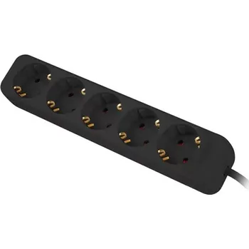 Napájecí kabel prodlužovací přepěťová lišta 5 zásuvek schuko s kabelem 3 m, černá