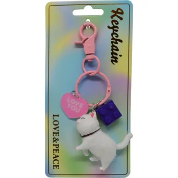 Doplněk pro panenku Keychain Přívěsek na klíče - Kočička "LOVE YOU"