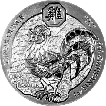 Stříbrná investiční mince Rok Kohouta Rwanda 1 Oz 2017