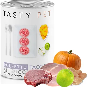 Krmivo pro psa TASTY PET delicate konzerva pro psy - masové kuličky v omáčce z krůty, jablíček a dýně 400g