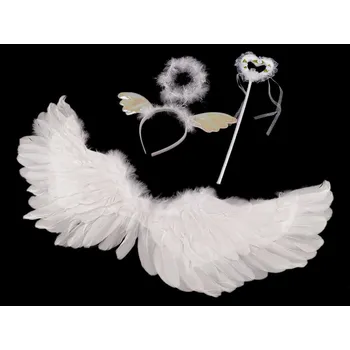 Karnevalový kostým Karnevalová sada - anděl, péřová křídla - bílá