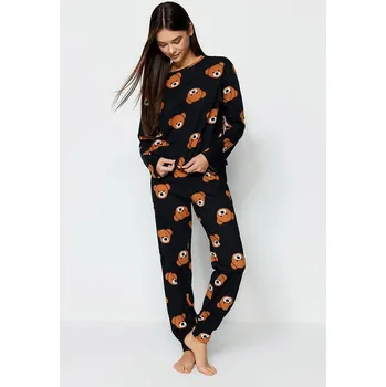 Dámské pyžamo trendyol Schwarz/ Hellbraun 2130415 S