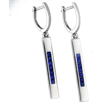 Módní doplněk Goldstore Stříbrné podlouhlé náušnice safíry Varianta: stříbrné náušnice