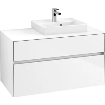 Villeroy & Boch Collaro skříňka pod umyvadlo, 100x50x54,8 cm, otvor vpravo, 2x zásuvka, Glossy White