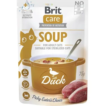 Volný čas 30ks-30x75g Brit Care polévka pro kočky kachní vlhké krmivo pro kočky