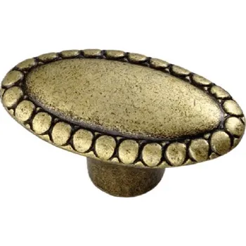 Nábytkové kování 91106 knopka ovál 39mm, staromosaz, rustikální (Nábytková knopka o průměru 39 mm v povrchu mosaz. Jednoduchý a funkční doplněk do interiéru.)