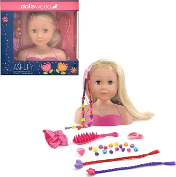 Panenka Dolls World - Česací hlava Ashley - blondýnka 21 cm