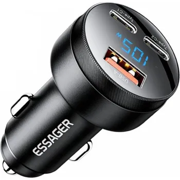 ESSAGER FSJ-008 autonabíječka s displejem a porty 2x USB-C / USB-A - 105W - černá