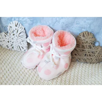 Kojenecké oblečení AMÁLKA Zateplené bačkůrky pro miminko, kuličky Velikost: 68-80