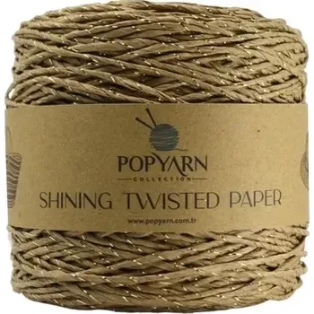 Příze POPYARN Papírová příze Shining twisted paper B512 - hnědá, 250g 255m