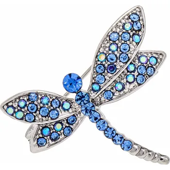 Brož Brož vážka stříbrná modré zirkony 2045-2