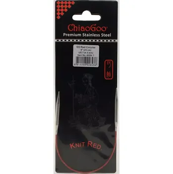 Jehlice ChiaoGoo Knit Red ergonomické fixní kruhové jehlice 23 Cm 4,5mm (ChiaoGoo SS Knit RED™ Circulars - 9" 23 cm 4,5mm)