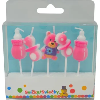 Magnetická kreslící tabulka Narozeninová svíčka Baby Girls a držákem 5ks
