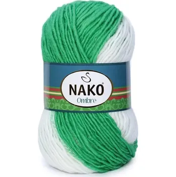 Příze Nako Pletací příze Ombre 20456 - zelenobílá