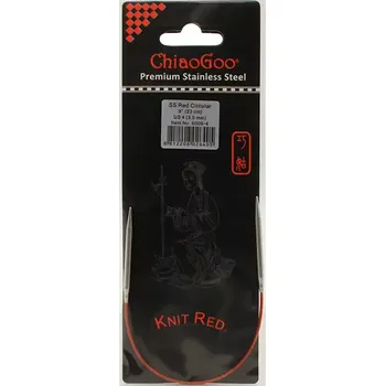 ChiaoGoo Knit Red ergonomické fixní kruhové jehlice 23 Cm 3,5mm (ChiaoGoo SS Knit RED™ Circulars - 9" 23 cm 3,5mm)