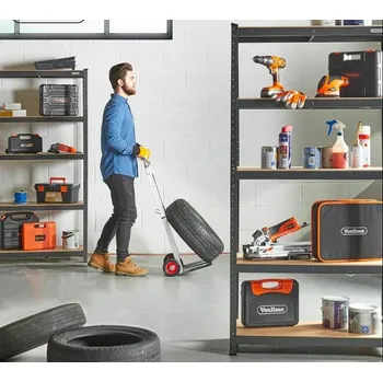 Dílenský regál Regál 180x90x60 cm lakovaný 5-policový, nosnost 875 kg - ČERNÝ