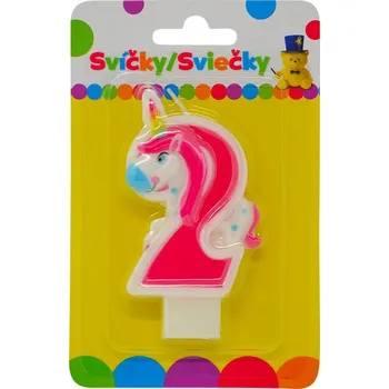 Magnetická kreslící tabulka Narozeninová svíčka s JEDNOROŽCEM a číslem 2.