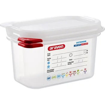 Myčka nádobí ARAVEN Gastronádoba GN 1/9 100 mm z polypropylénu s víkem, HACCP | ARAVEN, 169105