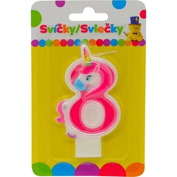 Magnetická kreslící tabulka Narozeninová svíčka s JEDNOROŽCEM a číslem 8.