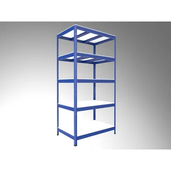 regál Kovový regál do domácnosti Biedrax 60 x 90 x 210 cm, modrý - 5 polic bílé lamino 12mm, 300 kg
