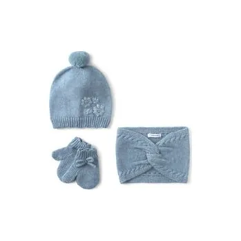 Pokrývka hlavy Set čepice, tunelová šála a rukavice Mayoral 10019 Modrá 2Y