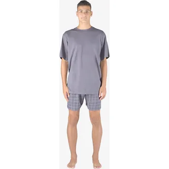 Pánské pyžamo GINA pánské pyžamo krátké pánské, šité, s potiskem Pyžama 2023 79158P Barva: šedá černá, Velikost: XL