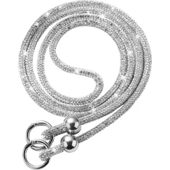 Pouzdro na mobilní telefon Šňůrka posázená kamínky k uchycení na kryt pro iPhone - stříbrná