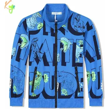 Chlapecká mikina Chlapecká mikina Kugo GM8718 tyrkysová (Bavlněná mikina pro kluky s dinosaury)