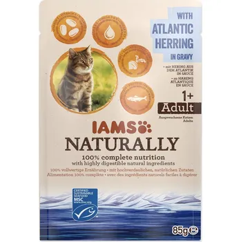 Krmivo pro kočku Kapsička IAMS Naturally Adult sleď v omáčce 85 g