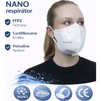 respirátor PARDAM NANO4FIBERS s.r.o. 10ks Český NANO respirátor FFP2 s CE certif. Velikost: L