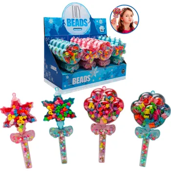 Magnetická kreslící tabulka Kreativní sada - Navlékací korálky v hůlce, 4 druhy