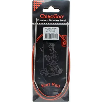 Jehlice ChiaoGoo Knit Red ergonomické fixní kruhové jehlice 100 Cm 3mm (ChiaoGoo SS Knit RED™ Circulars - 40" 100 cm 3mm)